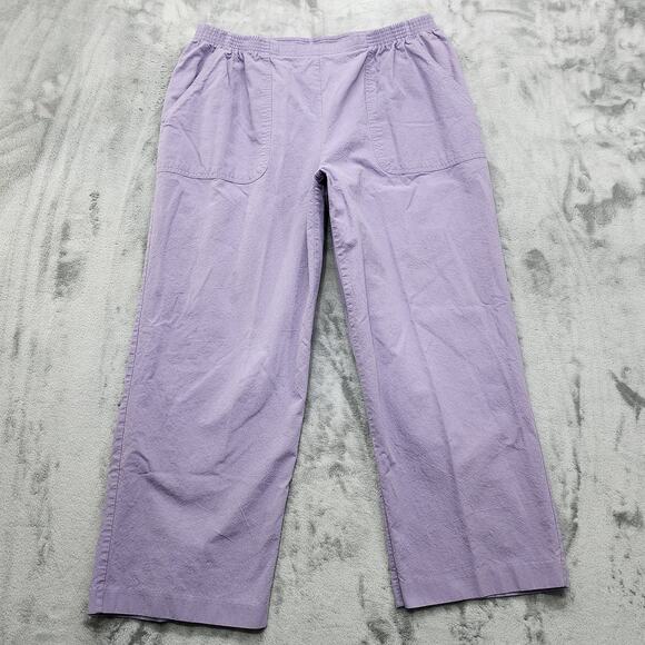 Alfred Dunner Pants Womens 18W Purple Pull On Elastic Waist Crop Capri Straight - Picture 1 of 11